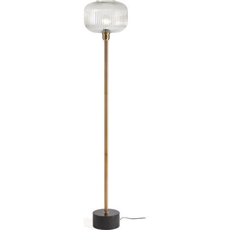 Lampadaire 30x30x162 Métal doré/Marbre noir/Verre transparent (1/4)