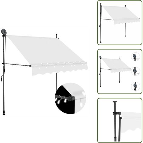 Einziehbare Markise Handbetrieben mit LED 200 cm Creme - Markise - Sonnenschutz - Gartendeckoration - Outdoor Möbel - Terrasse (1/5)