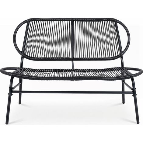 Confort Assuré Banc de Jardin 2 Places en Polyrotin Respirant et Métal Robuste 300 kg pour Extérieur Terrasse et Balcon (1/5)