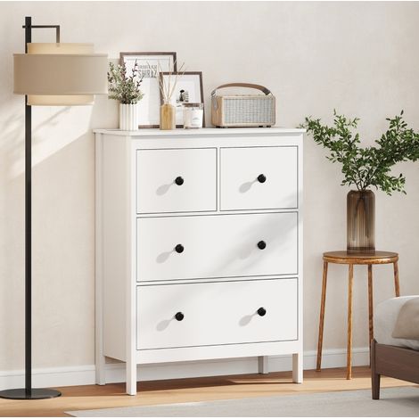 Kommode 74x35x97 cm Weiß aus Spanplatte mit 4 Schubladen und Anti-Kipp-Sicherung (1/5)