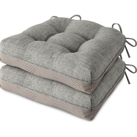 de 2 Coussins pour Chaise de Cuisine Intérieure,Rembourrés avec Attaches, pour Salle à Manger, 40,6 x 40,6 x 10,2 cm, Gris Clair (1/4)