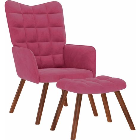 vidaXL Relaxing Chair with Stool Wine Red Velvet