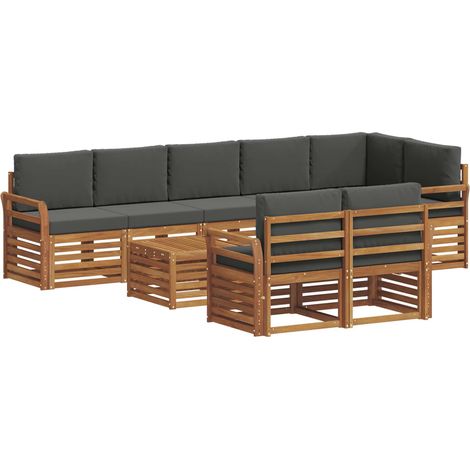 Conjunto de sofás de exterior 9 uds. Natural y Antracita vidaXL (1/5)