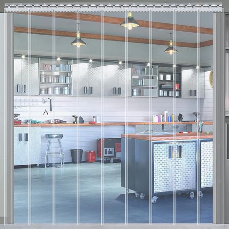 9 Pièces Rideau à Lanières, PVC Transparent 121x213cm, Accessoire Porte Intérieure, Pour Entrepôt Frigorifique (1/5)
