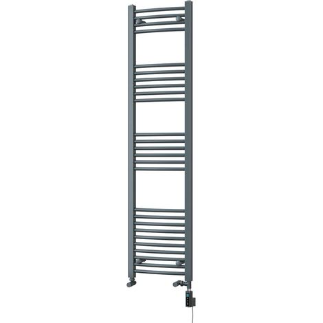 Zennor - Anthracite Dual Fuel Towel Rail H1600mm x W400mm Thermostatic WIFI - Curved (1/3)