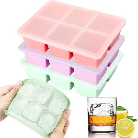 Stück Eiswürfelform, große Eiswürfelschale mit Deckel, stapelbar (1/5)