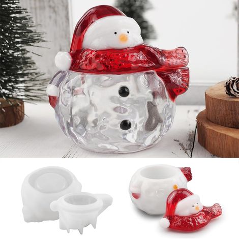 Moule En Silicone - Bonhomme De Neige - Pour Coulée Résine Époxy - Décoration De Noël - Contenant Bijoux Bonbons - 1 Pièce (1/5)