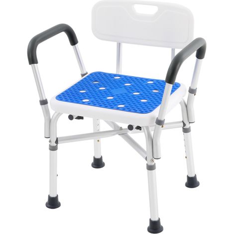 Chaise de Douche - Tabouret de Douche avec Dossier et Accoudoirs Amovibles - Antidérapant - Réglable en Hauteur - Siège Douche Personne Âgée - Capacité de charge de 249 kg (1/5)