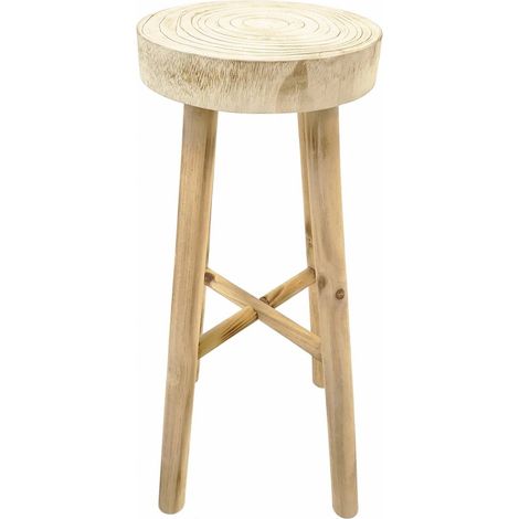 Tabouret rustique en bois naturel style authentique - bois naturel clair et chaleureux (1/3)