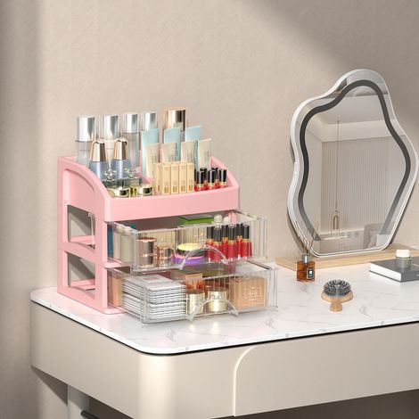 Boîte de rangement transparente haute capacité, organisateur de bijoux et de soins de la peau, style tiroir, pour bureau, protection contre la poussière et le désordre (1/5)