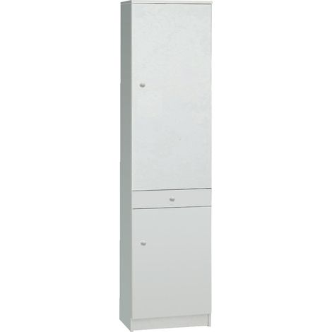 Armadio 2 Ante 1 Cassetto 46x183x34 cm Bianco Lisco (1/2)