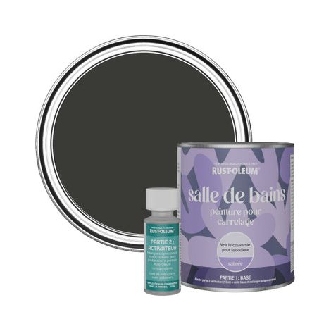 Peinture pour Carrelage de Salle de Bain, Finition Satinée - Magie noire 750ml (1/3)