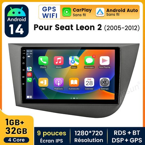 9 pouces Carplay Autoradio pour Seat Leon 2005-2012 Android 1+32GB JUNSUN (1/5)