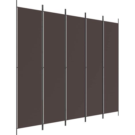 vidaXL Biombo divisor de 5 paneles de tela marrón 250x220 cm (1/2)