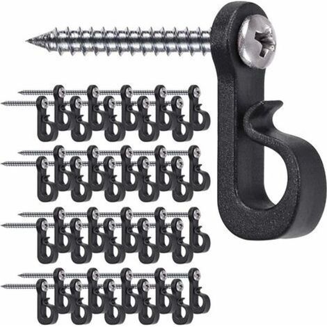 Lot de 40 crochets de suspension pour lumières de Noël avec vis cruciforme pour garage, Nouvel An, fête en plein air, câble facile à démouler et lumières LED féériques, vis larges