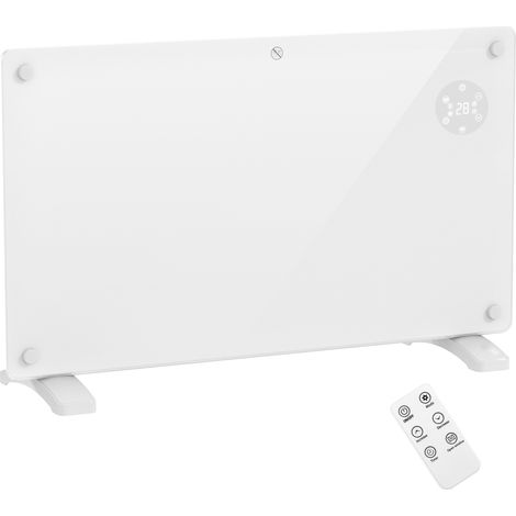 Radiateur électrique au sol ou mural 1500 W - Affichage LED, minuterie 24 h ou hebdomadaire, thermostat et télécommande - Pour maison, bureau - Design moderne (1/5)