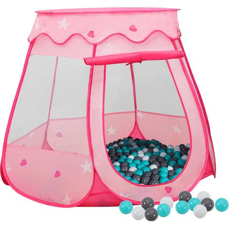 Tente enfant Tente de jeu - Maison enfant avec 250 balles Rose 102x102x82 cm BV138212 - BonneVie (1/5)