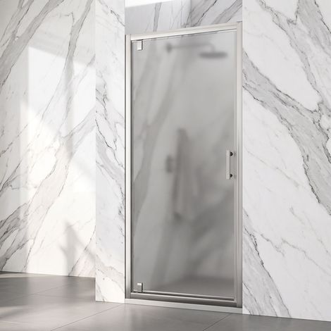Porta Doccia a Battente in Nicchia Vetro temperato Opaco 6 mm e Profilo Cromo H190 cm - 90 cm