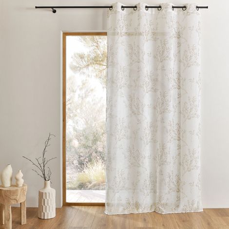 Voilage impression feuillage poétique Beige 140x240 cm