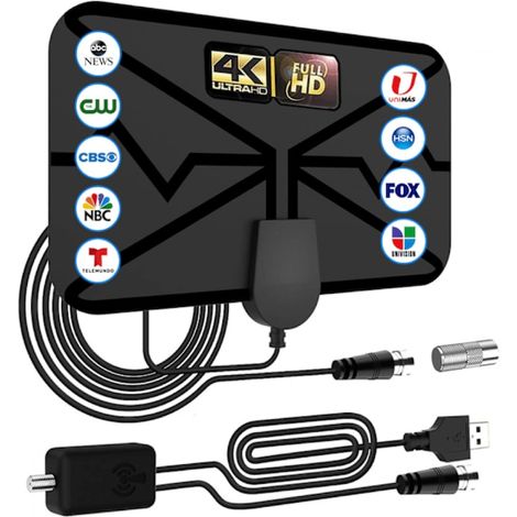 Antenne numérique HDTV, réception omnidirectionnelle 360°, amplificateur semi-conducteur, câble coaxial 16,5 pieds (1/5)