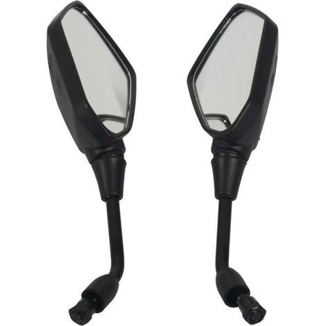 Universeller 2-teiliger Motorrad-Rückspiegel, große Ausführung, Schwarz/Chrom, für Roller, Rückspiegel, Seitenspiegel, 10 mm - Crezuo