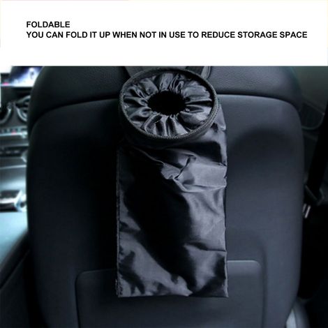 Sac poubelle de voiture pliable en tissu Oxford, multifonctionnel et ingénieux, à suspendre, noir. (1/4)
