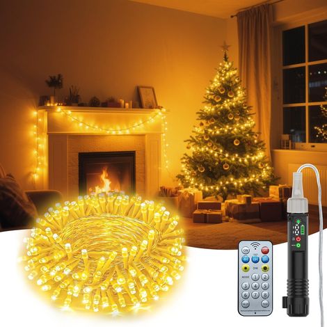 Guirlande Lumineuse LED Rechargeable 20M avec Télécommande - 8 Modes Étanche IP44 Décoration pour Jardin, Noël, Fête, Mariage Blanc Chaud & Multicolore