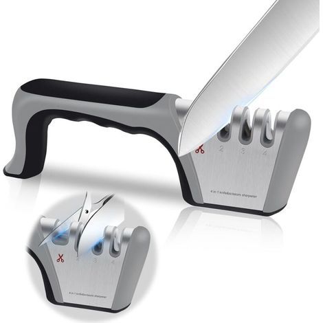 4-in-1 Knife Sharpener – Sharpener for stainless steel and ceramic – Ergonomic handle – Non-slip base for stability (1/5)