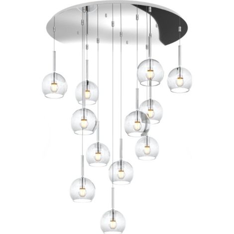 Lampadario moderno top light future 1155cr s12 tp e27 led vetro pirex soffiato, vetro trasparente (1/5)