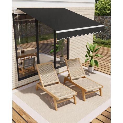 Auvent bras pliant 350×250 cm - manivelle support mural - angle réglable - UV50+ déperlant - alu robuste - jardin balcon - 350×250×0.27 cm