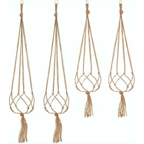 UlisemLot de 4 Suspension Corde Plante Macramé Porte Pot Suspendu Plante Cintre Intérieur Extérieur Décoration du Jardin avec - 2 pièces 105 cm et 2 pièces 90 cm, 4 pieds (1/4)