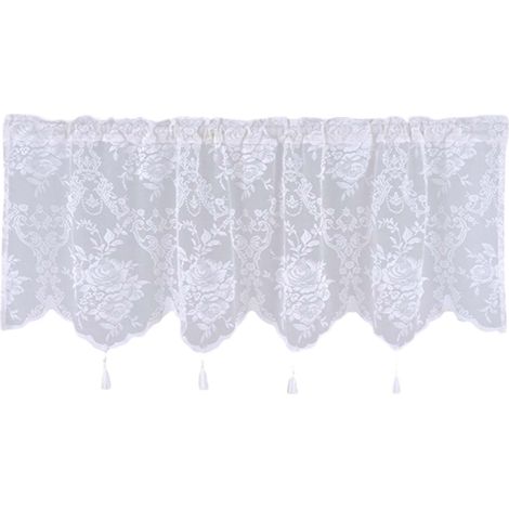 Rideau De Fenêtre - Polyester Blanc 132x46 Cm - Pour Salon Et Chambre À Coucher - 1 Pièce (1/5)