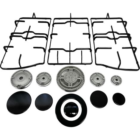Kit Sostituzione Franke, 3 Griglie + 5 Fornelli Cucina Piattelli e Bruciatori. Dimensioni Griglia DX/SX 422x212 mm Griglia Centrale 390x230 mm