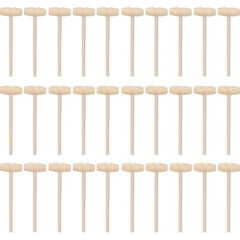 30 pièces Mini Marteau en Bois pour Enfants, Jouet Crabe Homard pour Casser Chocolat Cœur (1/5)