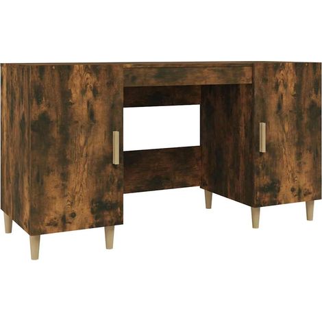 Scrivania Tavolo da ufficio Rovere Fumo 140x50x75 cm in Legno Multistrato (1/5)
