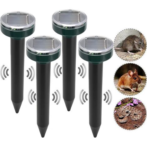 Lot de 4 répulsifs solaires à ultrasons pour souris, utilisables en extérieur dans les hôtels, les fermes et les parcs. (1/5)