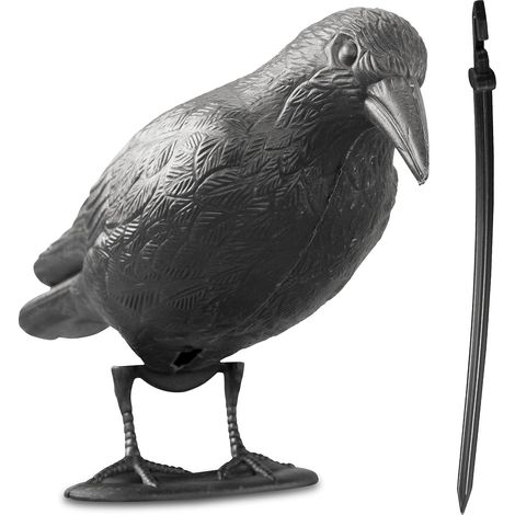 Corbeau factice noir 38x13x12,5cm plastique répulsif oiseaux protection jardin terrasse balcon (1/5)