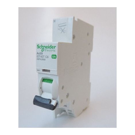 Disjoncteur 6A 1P+N courbe C 6kA bornes auto modulaire Acti9 iDT40XA Schneider