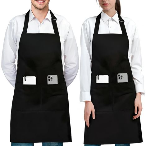 Tablier de Cuisine pour Hommes Femmes, Noir Tablier Cuisine avec Poches Réglable, Unisexe Tabliers pour Cuisine Barbecue Peinture Restaurant Café Coiffure Jardinage (1/5)