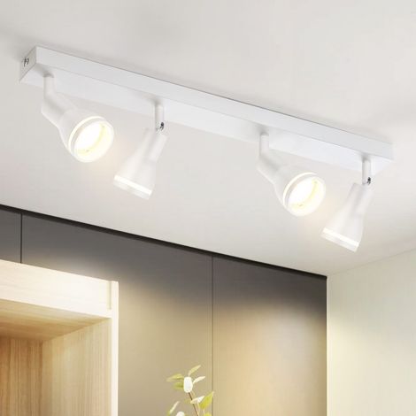 GBLY Lámpara de Techo Blanca Pasillo: 4 Focos de Techo Focos GU10 de Metal Focos de Pared Giratorios para Pasillo Interior para Cocina Oficina Sala de Estar Dormitorio, Sin Bombillas