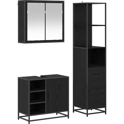 Maison Exclusive - Badezimmermöbel-Set 3 pcs Schwarz Eichen-Optik