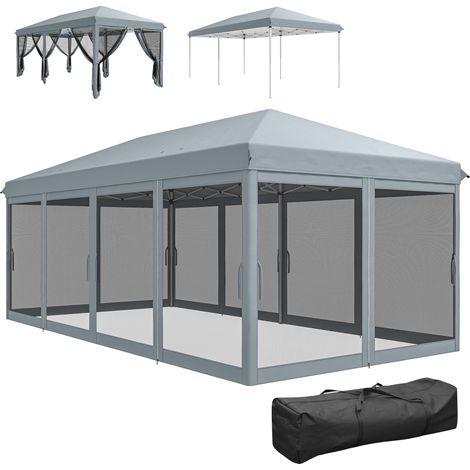 x 3 m Faltpavillon mit abnehmbaren Moskitonetzen + grauer Tragetasche