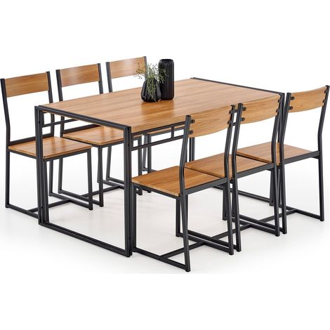 Conjunto de mesas y sillas para comedor Houston 449 , 75x80x140cm, Diámetro: 0, Número de asientos: 6, Estilo: Contemporary
