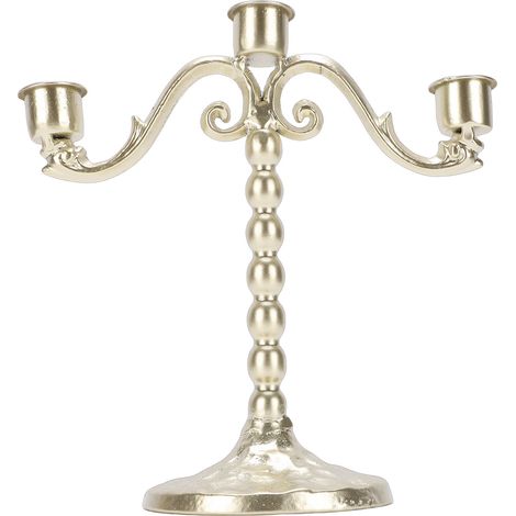 Bougeoir 3 branches en fer style vintage européen doré 20,5cm pour table à manger centre de table mariage décoration intérieure élégante (1/5)