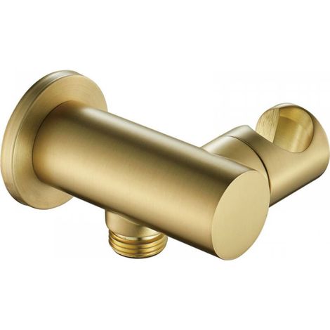 Adjustable Shower Head Holder Brass Handheld Shower Head Holder Wall Mounted Round Shower Bracket Brushed Gold Shower Holder, Convenient Optional for All Families (1/5)