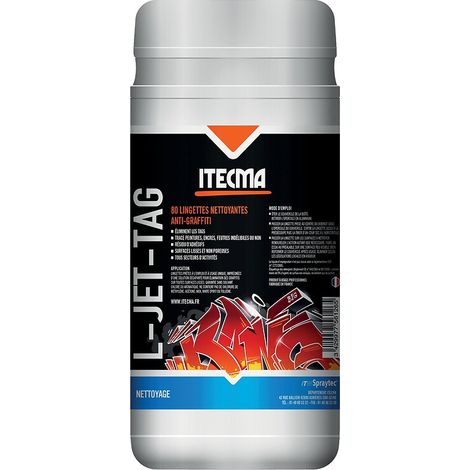 Lingettes nettoyantes anti-graffiti L Jet Tag CLP FR boîte de 80 lingettes - ITW SPRAYTEC ITECMA
