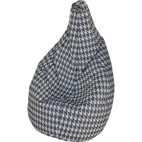 Talamo Italia Sitzsack mit "Pied de poule" Muster, schwarz-weiß, Maße 80 x 120 x 80 cm