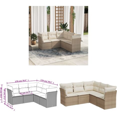 5-tlg. Garten-Sofagarnitur mit Kissen Beige Poly Rattan - Gartensorte - Esszimmergarnitur - Lounge Set - Outdoor Möbel - Gartenlounge - Home & Living (1/3)