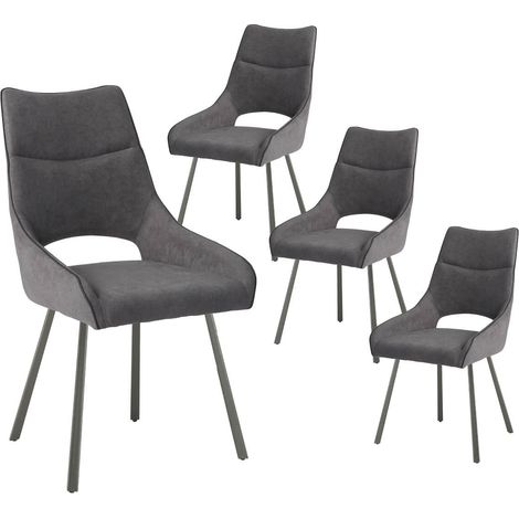 AMADO - Lot de 4 Chaises Tissu Coloris Gris Anthracite (1/3)