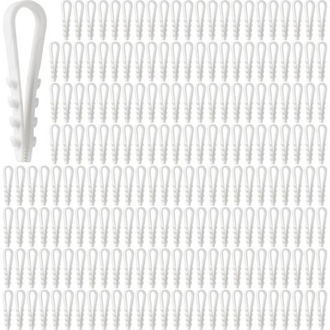 Lot de 200 chevilles à boucle en nylon en forme de U - Serre-câble - 3-13 mm - Collier de serrage - Fixation murale - Clips de câble - Pinces à clou - Support de câble (blanc) (1/5)